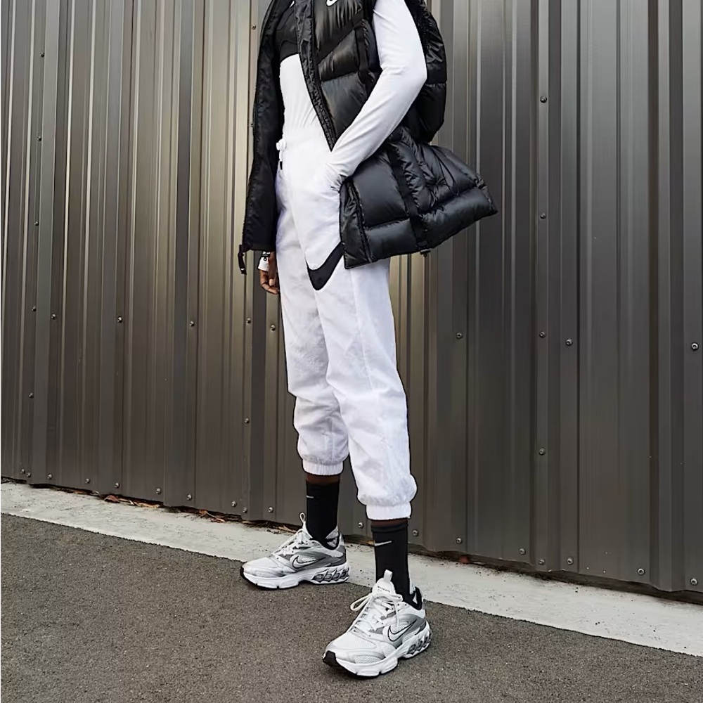 Women’s Nike Zoom Air Fire Max Silver and Black Athletic Sneakers